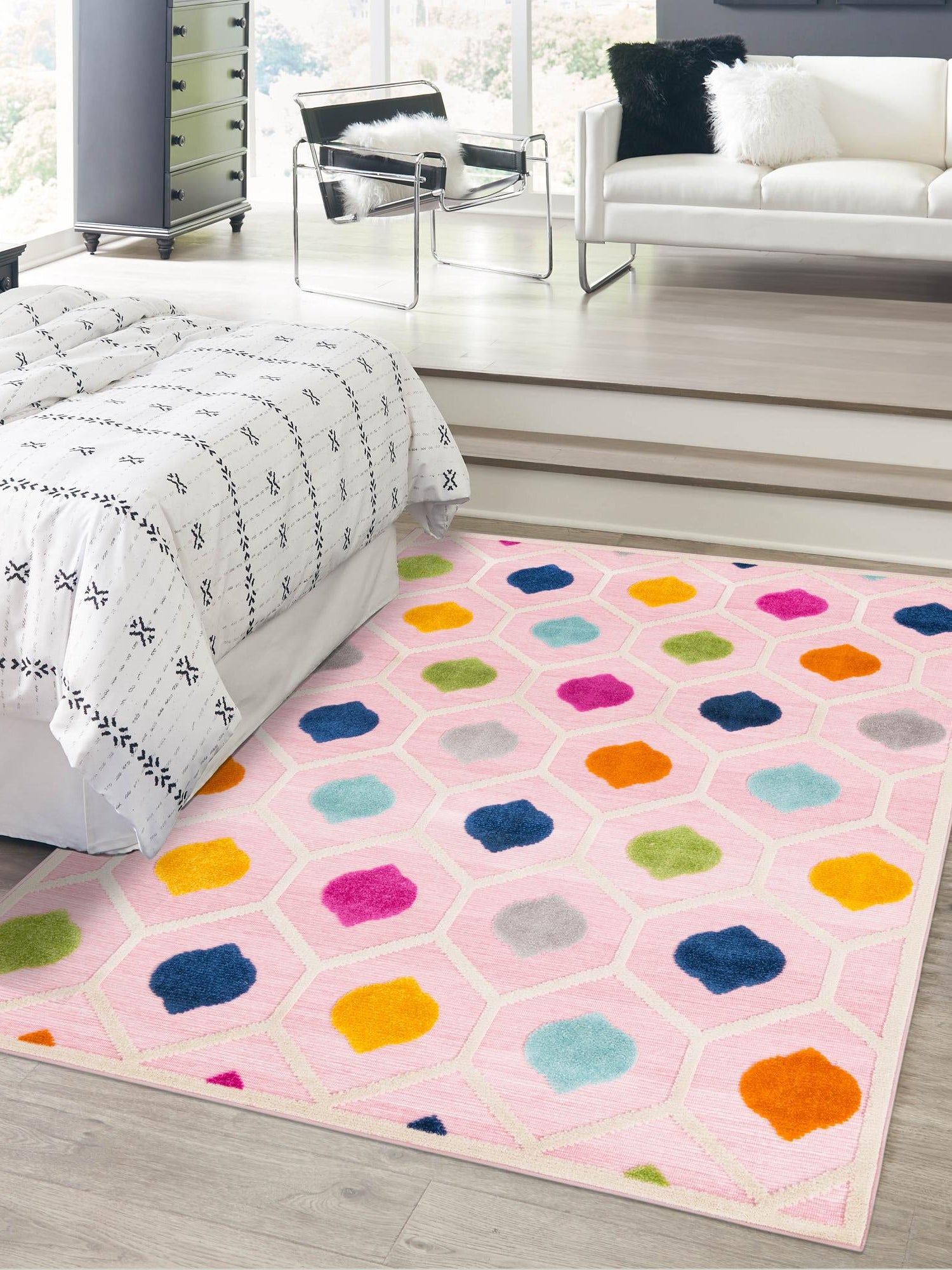 Pink 5' 3 x 8' Aruba Outdoor Rectangle Area Rug Weather Resistant for Patio, Deck, Terrace, Balcony, Porch for Sale at Rug Engine