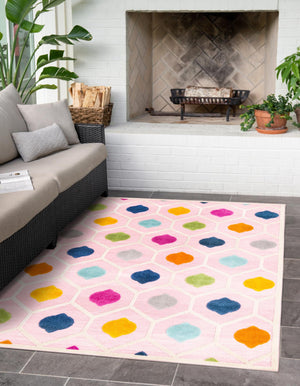 Pink 4' x 6' Aruba Outdoor Rectangle Area Rug Weather Resistant for Patio, Deck, Terrace, Balcony, Porch for Sale at Rug Engine