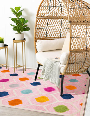 Pink 7' 10 x 10' Aruba Outdoor Rectangle Area Rug Weather Resistant for Patio, Deck, Terrace, Balcony, Porch for Sale at Rug Engine
