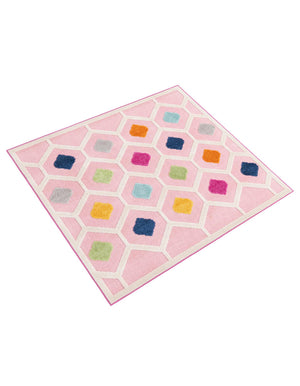 Pink 5' 3 x 5' 3 Aruba Outdoor Square Area Rug Weather Resistant for Patio, Deck, Terrace, Balcony, Porch for Sale at Rug Engine