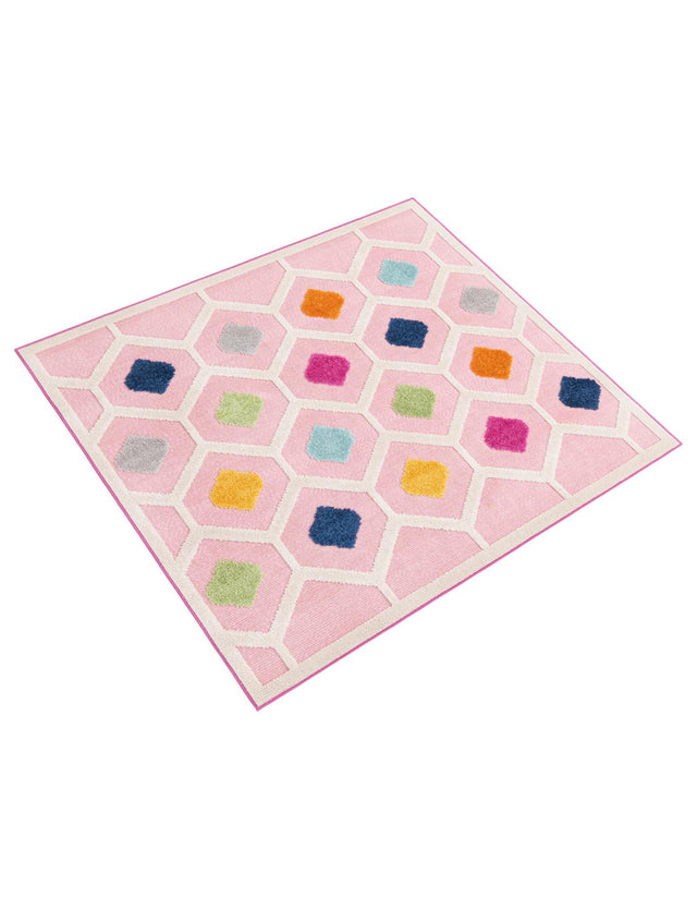Pink 5' 3 x 5' 3 Aruba Outdoor Square Area Rug Weather Resistant for Patio, Deck, Terrace, Balcony, Porch for Sale at Rug Engine