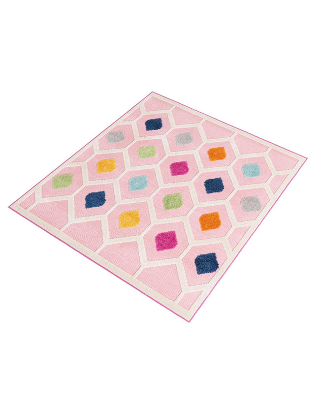 Pink 5' 3 x 5' 3 Aruba Outdoor Square Area Rug Weather Resistant for Patio, Deck, Terrace, Balcony, Porch for Sale at Rug Engine