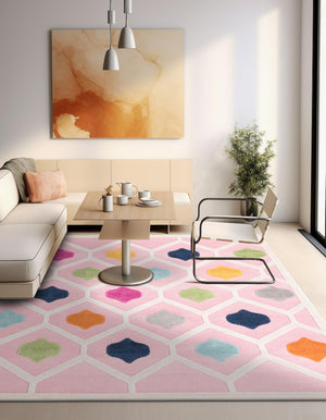 Pink 5' 3 x 5' 3 Aruba Outdoor Square Area Rug Weather Resistant for Patio, Deck, Terrace, Balcony, Porch for Sale at Rug Engine