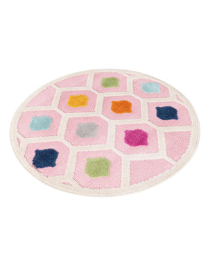 Pink 3' 3 x 3' 3 Aruba Outdoor Round Area Rug Weather Resistant for Patio, Deck, Terrace, Balcony, Porch for Sale at Rug Engine
