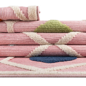 Pink 3' 3 x 3' 3 Aruba Outdoor Round Area Rug Weather Resistant for Patio, Deck, Terrace, Balcony, Porch for Sale at Rug Engine