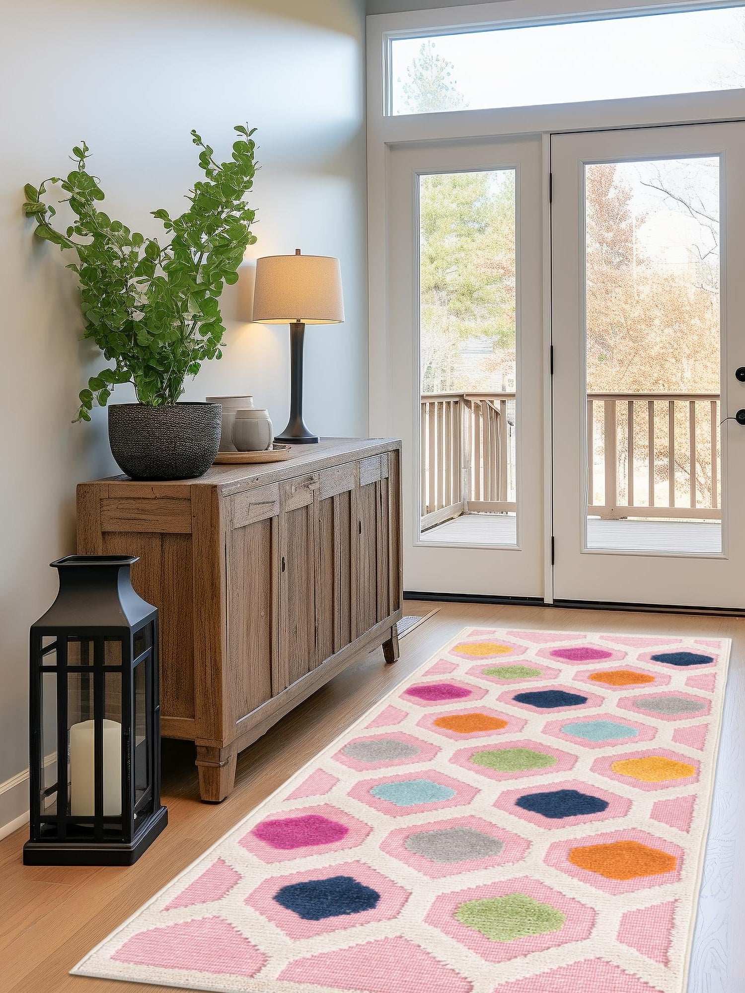 Pink 2' x 8' Aruba Outdoor Runner Area Rug Weather Resistant for Patio, Deck, Terrace, Balcony, Porch for Sale at Rug Engine