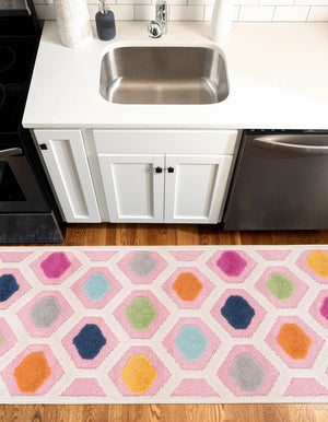 Pink 2' x 6' Aruba Outdoor Runner Area Rug Weather Resistant for Patio, Deck, Terrace, Balcony, Porch for Sale at Rug Engine