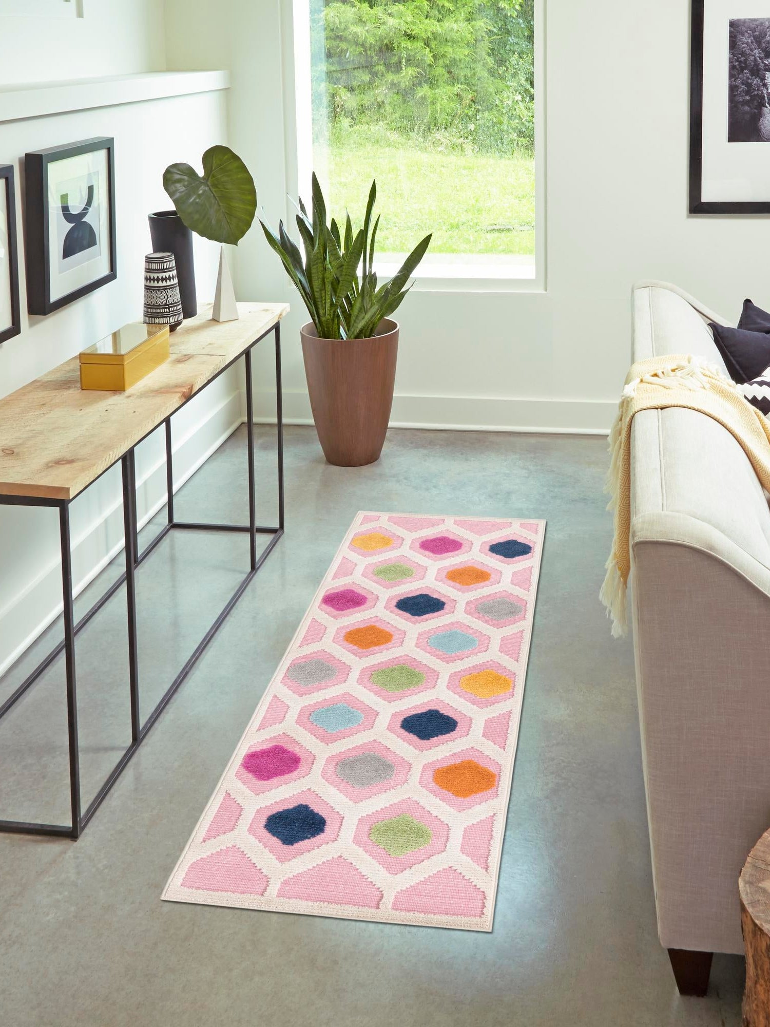 Pink 2' x 8' Aruba Outdoor Runner Area Rug Weather Resistant for Patio, Deck, Terrace, Balcony, Porch for Sale at Rug Engine