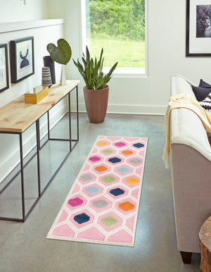 Pink 2' x 8' Aruba Outdoor Runner Area Rug Weather Resistant for Patio, Deck, Terrace, Balcony, Porch for Sale at Rug Engine