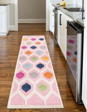 Pink 2' x 10' Aruba Outdoor Runner Area Rug Weather Resistant for Patio, Deck, Terrace, Balcony, Porch for Sale at Rug Engine