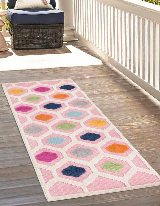 Pink 2' x 10' Aruba Outdoor Runner Area Rug Weather Resistant for Patio, Deck, Terrace, Balcony, Porch for Sale at Rug Engine