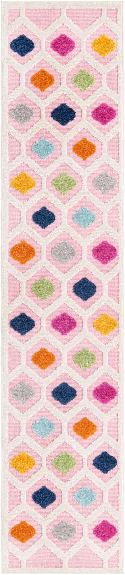 Pink 2' x 10' Aruba Outdoor Runner Area Rug Weather Resistant for Patio, Deck, Terrace, Balcony, Porch for Sale at Rug Engine