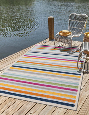 Gray 7' x 10' Aruba Outdoor Rectangle Area Rug Weather Resistant for Patio, Deck, Terrace, Balcony, Porch for Sale at Rug Engine
