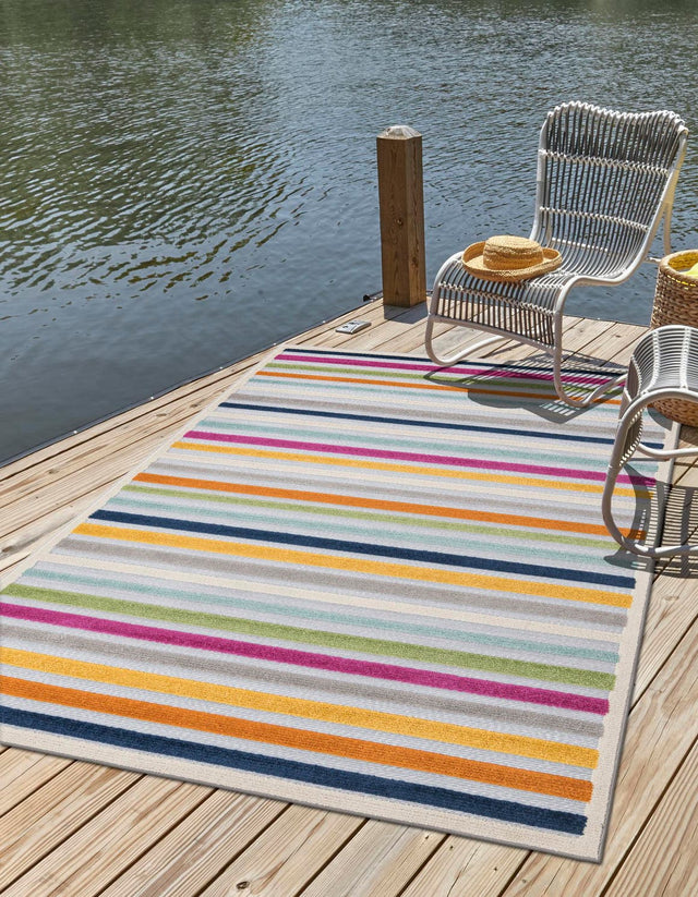 Gray 7' x 10' Aruba Outdoor Rectangle Area Rug Weather Resistant for Patio, Deck, Terrace, Balcony, Porch for Sale at Rug Engine