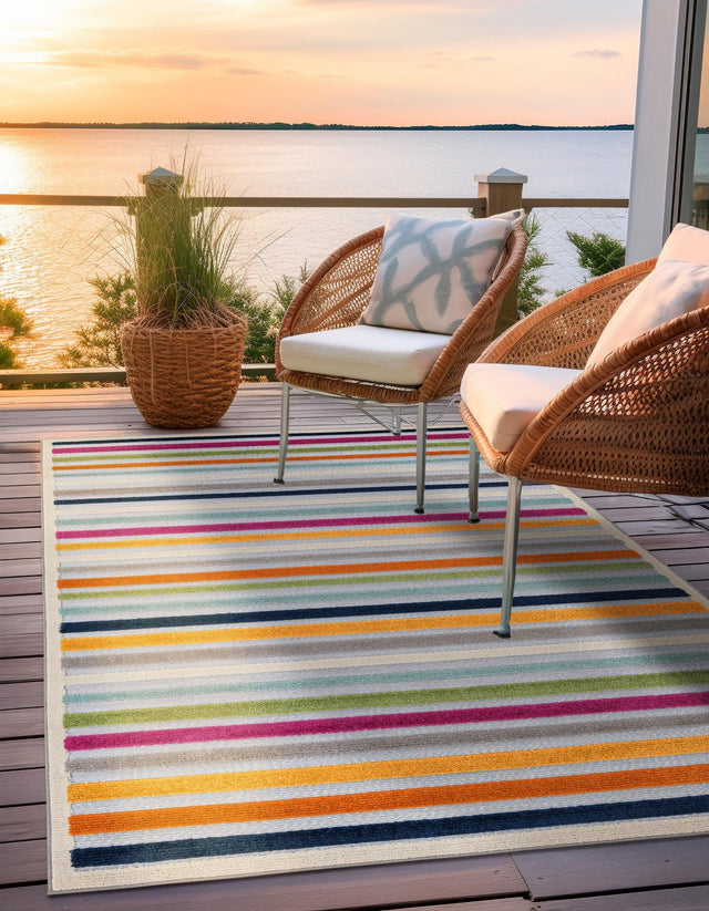 Gray 7' x 10' Aruba Outdoor Rectangle Area Rug Weather Resistant for Patio, Deck, Terrace, Balcony, Porch for Sale at Rug Engine