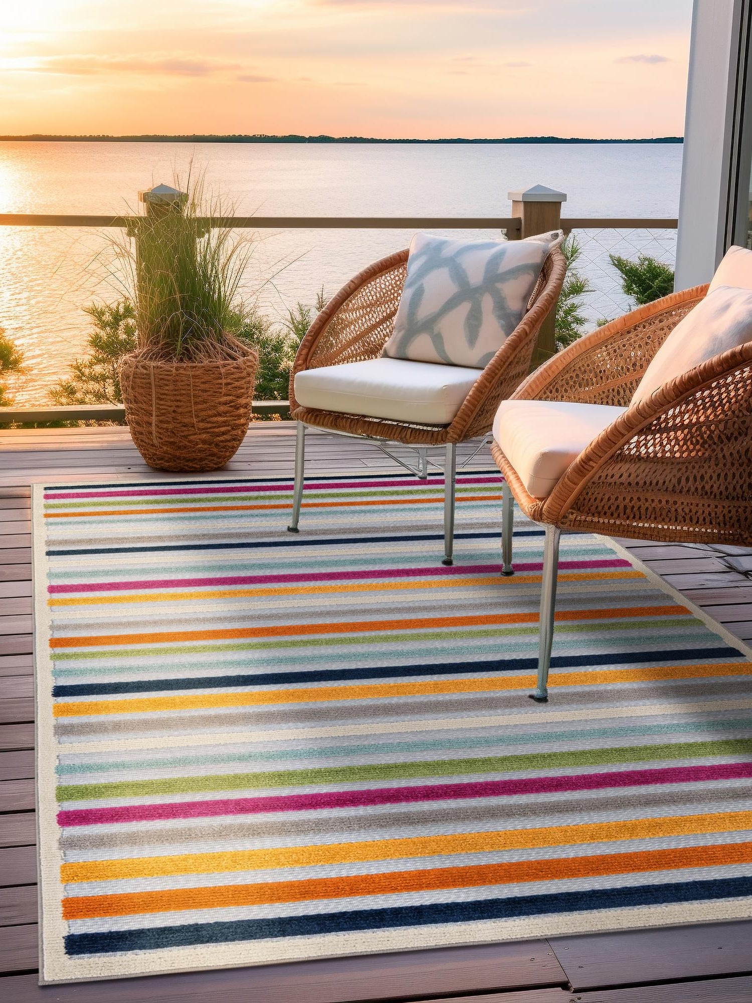 Gray 9' x 12' Aruba Outdoor Rectangle Area Rug Weather Resistant for Patio, Deck, Terrace, Balcony, Porch for Sale at Rug Engine