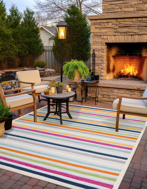 Gray 5' 3 x 5' 3 Aruba Outdoor Square Area Rug Weather Resistant for Patio, Deck, Terrace, Balcony, Porch for Sale at Rug Engine