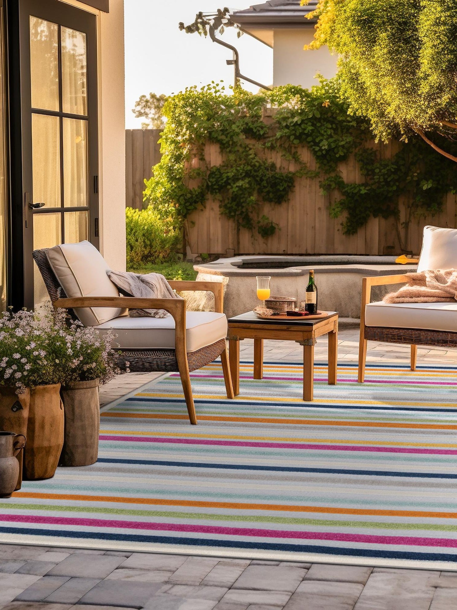 Gray 5' 3 x 5' 3 Aruba Outdoor Square Area Rug Weather Resistant for Patio, Deck, Terrace, Balcony, Porch for Sale at Rug Engine