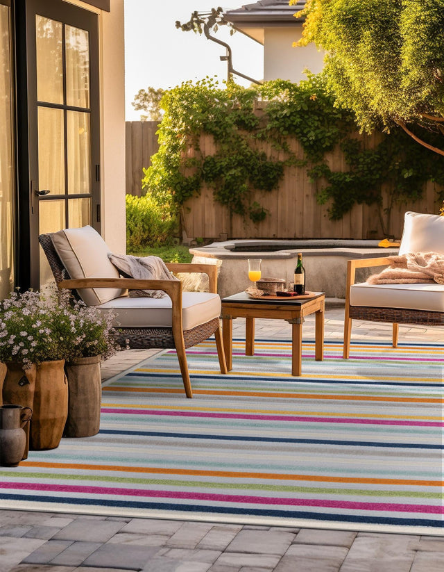 Gray 5' 3 x 5' 3 Aruba Outdoor Square Area Rug Weather Resistant for Patio, Deck, Terrace, Balcony, Porch for Sale at Rug Engine