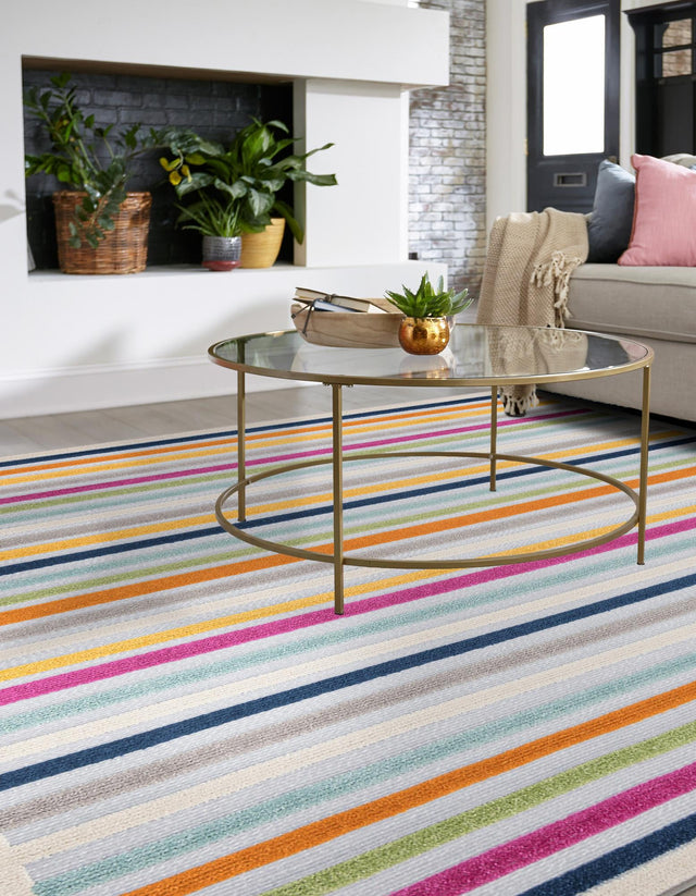 Gray 5' 3 x 5' 3 Aruba Outdoor Square Area Rug Weather Resistant for Patio, Deck, Terrace, Balcony, Porch for Sale at Rug Engine