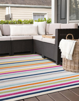 Gray 7' 10 x 7' 10 Aruba Outdoor Square Area Rug Weather Resistant for Patio, Deck, Terrace, Balcony, Porch for Sale at Rug Engine
