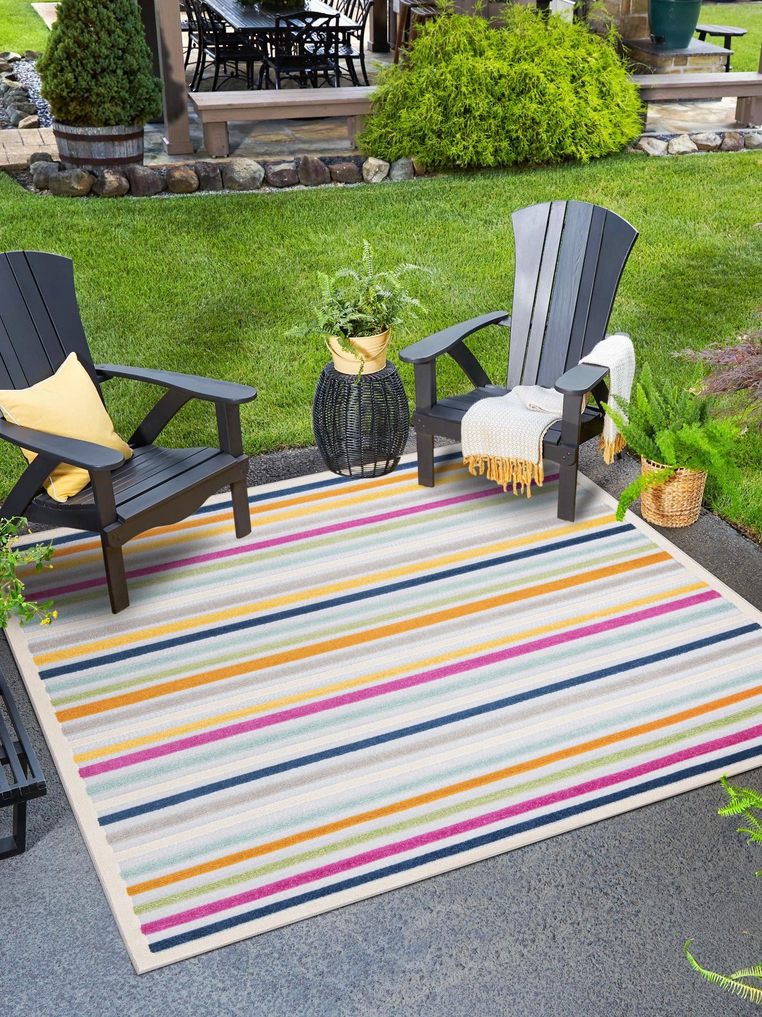 Gray 5' 3 x 5' 3 Aruba Outdoor Square Area Rug Weather Resistant for Patio, Deck, Terrace, Balcony, Porch for Sale at Rug Engine