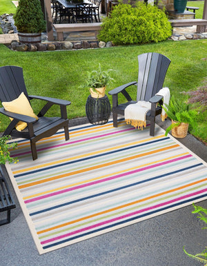 Gray 5' 3 x 5' 3 Aruba Outdoor Square Area Rug Weather Resistant for Patio, Deck, Terrace, Balcony, Porch for Sale at Rug Engine