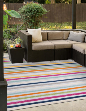 Gray 7' 10 x 7' 10 Aruba Outdoor Square Area Rug Weather Resistant for Patio, Deck, Terrace, Balcony, Porch for Sale at Rug Engine
