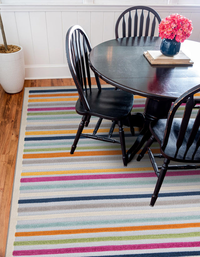 Gray 7' 10 x 7' 10 Aruba Outdoor Square Area Rug Weather Resistant for Patio, Deck, Terrace, Balcony, Porch for Sale at Rug Engine