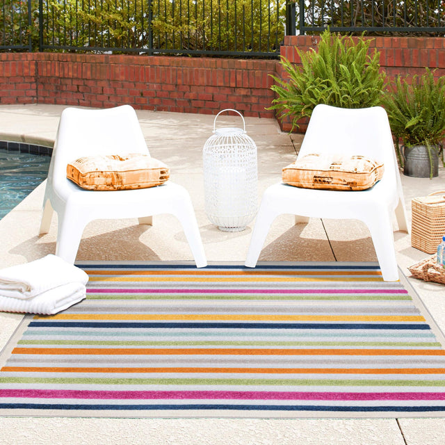 Gray 7' 10 x 7' 10 Aruba Outdoor Square Area Rug Weather Resistant for Patio, Deck, Terrace, Balcony, Porch for Sale at Rug Engine