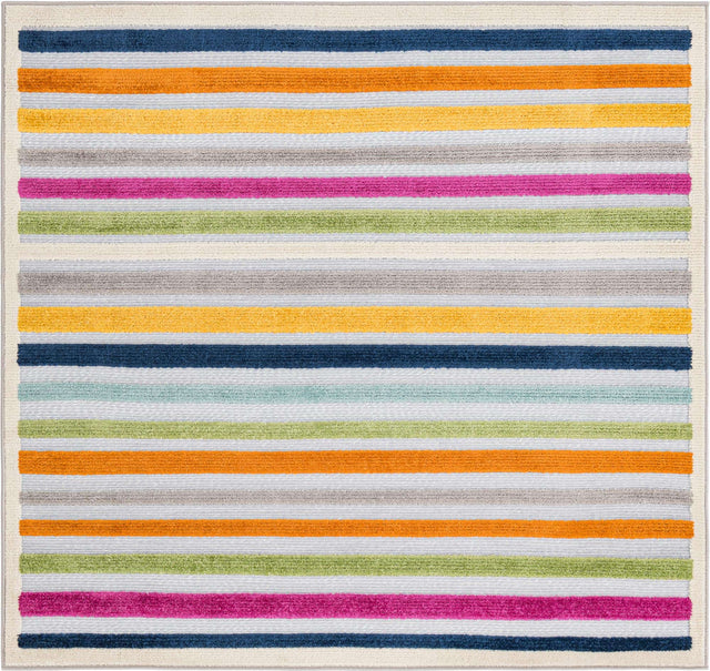 Gray 5' 3 x 5' 3 Aruba Outdoor Square Area Rug Weather Resistant for Patio, Deck, Terrace, Balcony, Porch for Sale at Rug Engine