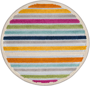 Gray 3' 3 x 3' 3 Aruba Outdoor Round Area Rug Weather Resistant for Patio, Deck, Terrace, Balcony, Porch for Sale at Rug Engine