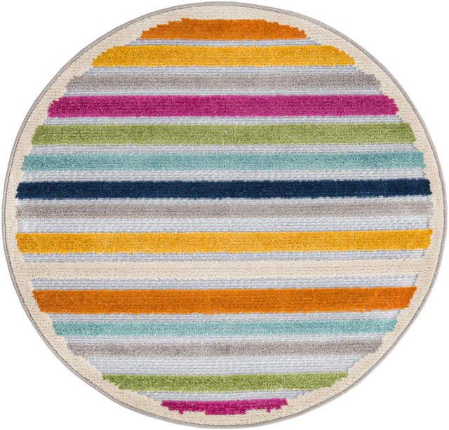 Gray 3' 3 x 3' 3 Aruba Outdoor Round Area Rug Weather Resistant for Patio, Deck, Terrace, Balcony, Porch for Sale at Rug Engine