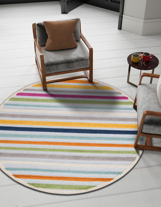 Gray 3' 3 x 3' 3 Aruba Outdoor Round Area Rug Weather Resistant for Patio, Deck, Terrace, Balcony, Porch for Sale at Rug Engine