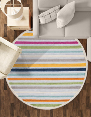 Gray 3' 3 x 3' 3 Aruba Outdoor Round Area Rug Weather Resistant for Patio, Deck, Terrace, Balcony, Porch for Sale at Rug Engine