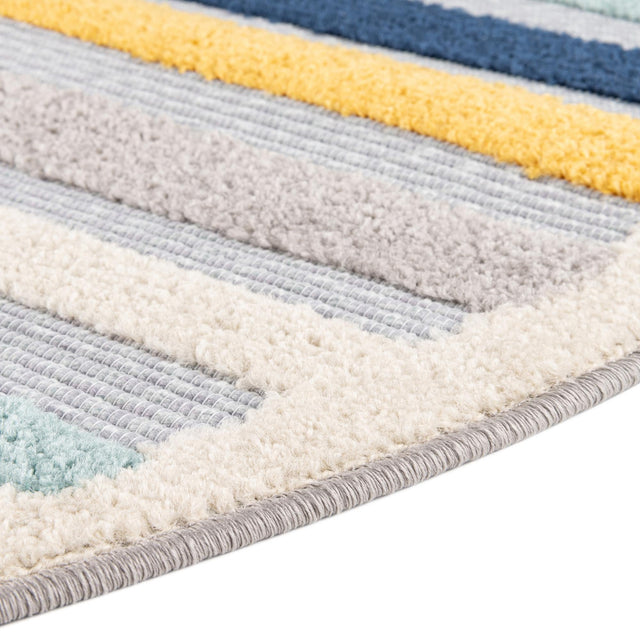 Gray 3' 3 x 3' 3 Aruba Outdoor Round Area Rug Weather Resistant for Patio, Deck, Terrace, Balcony, Porch for Sale at Rug Engine