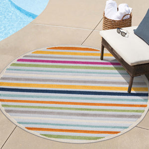 Gray 3' 3 x 3' 3 Aruba Outdoor Round Area Rug Weather Resistant for Patio, Deck, Terrace, Balcony, Porch for Sale at Rug Engine
