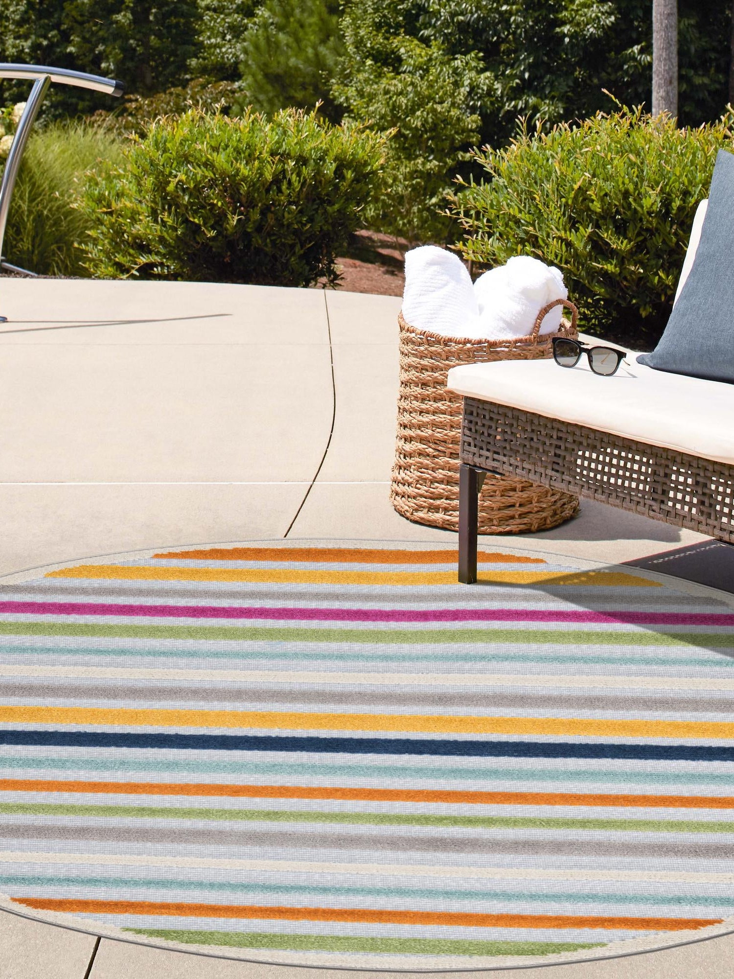 Gray 3' 3 x 3' 3 Aruba Outdoor Round Area Rug Weather Resistant for Patio, Deck, Terrace, Balcony, Porch for Sale at Rug Engine
