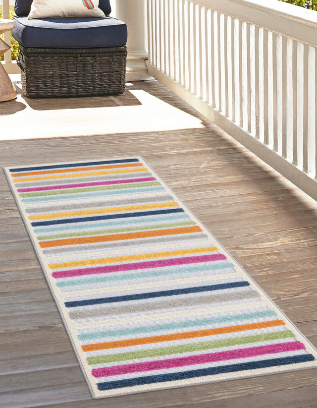 Gray 2' x 6' Aruba Outdoor Runner Area Rug Weather Resistant for Patio, Deck, Terrace, Balcony, Porch for Sale at Rug Engine