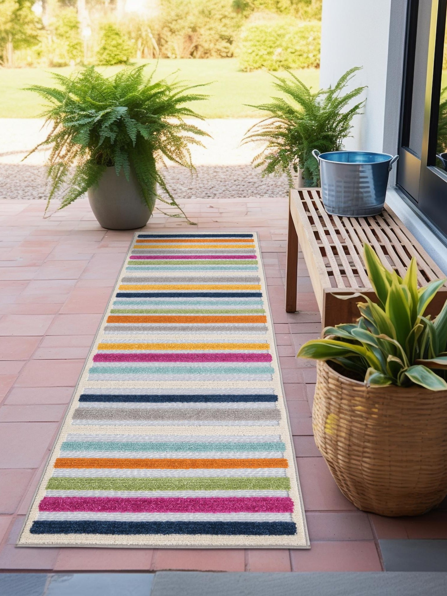 Gray 2' x 10' Aruba Outdoor Runner Area Rug Weather Resistant for Patio, Deck, Terrace, Balcony, Porch for Sale at Rug Engine