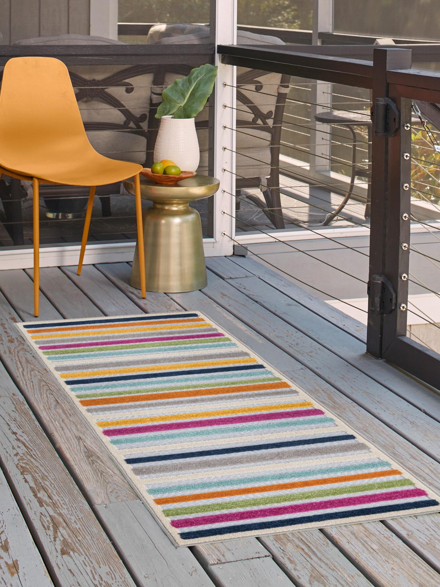 Gray 2' x 6' Aruba Outdoor Runner Area Rug Weather Resistant for Patio, Deck, Terrace, Balcony, Porch for Sale at Rug Engine