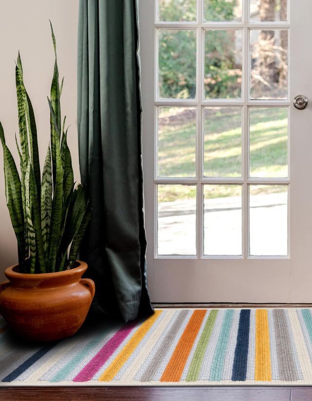 Gray 2' x 8' Aruba Outdoor Runner Area Rug Weather Resistant for Patio, Deck, Terrace, Balcony, Porch for Sale at Rug Engine