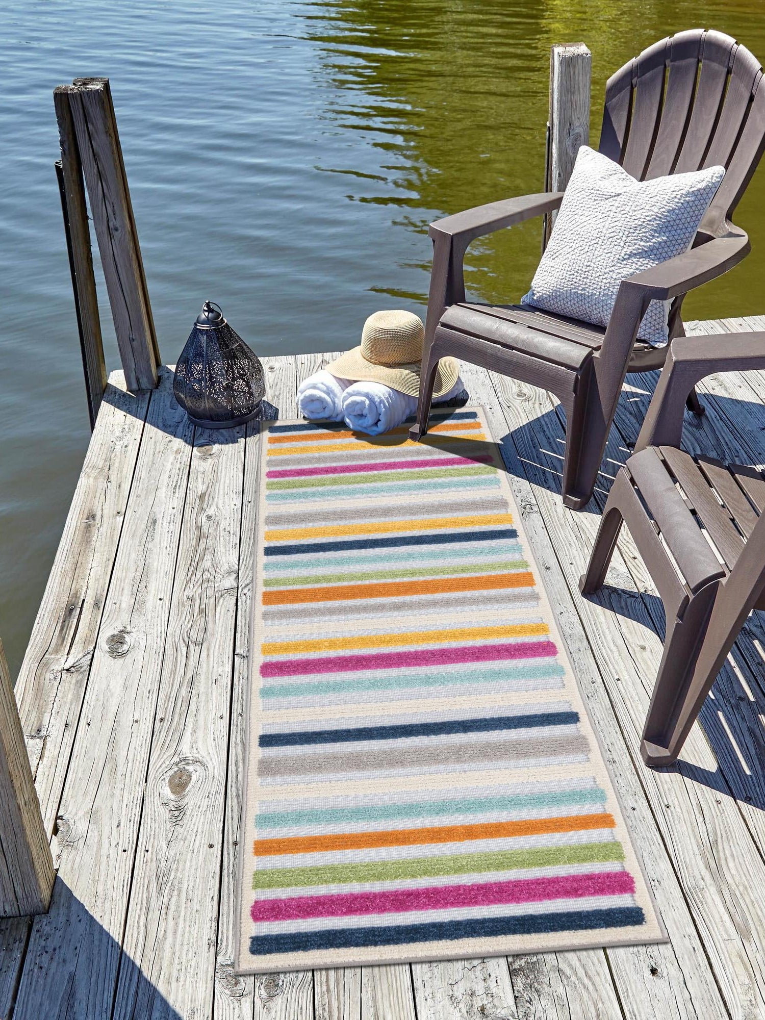 Gray 2' x 6' Aruba Outdoor Runner Area Rug Weather Resistant for Patio, Deck, Terrace, Balcony, Porch for Sale at Rug Engine
