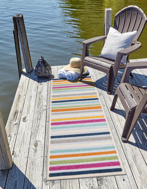Gray 2' x 6' Aruba Outdoor Runner Area Rug Weather Resistant for Patio, Deck, Terrace, Balcony, Porch for Sale at Rug Engine