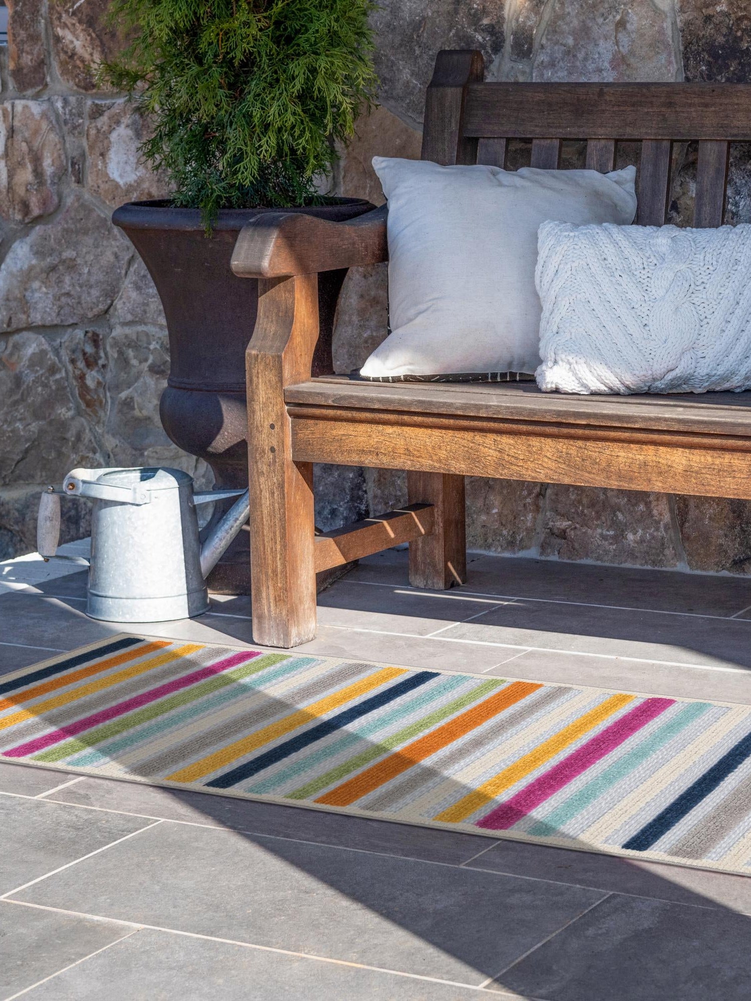 Gray 2' x 6' Aruba Outdoor Runner Area Rug Weather Resistant for Patio, Deck, Terrace, Balcony, Porch for Sale at Rug Engine