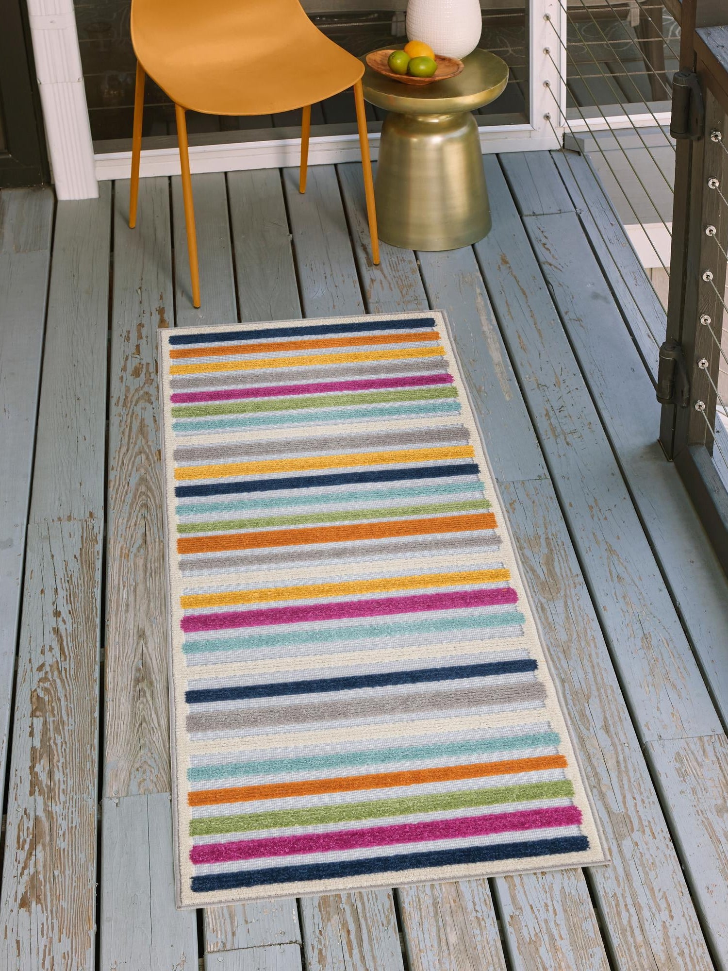 Gray 2' x 10' Aruba Outdoor Runner Area Rug Weather Resistant for Patio, Deck, Terrace, Balcony, Porch for Sale at Rug Engine