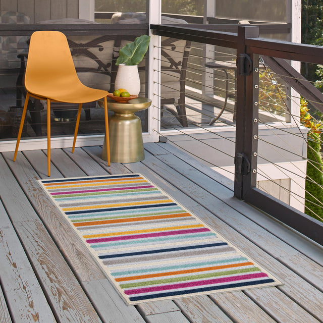 Gray 2' x 10' Aruba Outdoor Runner Area Rug Weather Resistant for Patio, Deck, Terrace, Balcony, Porch for Sale at Rug Engine