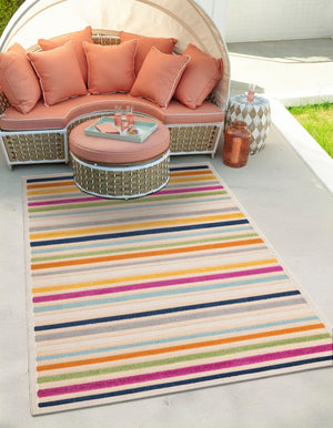 Beige 7' 10 x 10' Aruba Outdoor Rectangle Area Rug Weather Resistant for Patio, Deck, Terrace, Balcony, Porch for Sale at Rug Engine