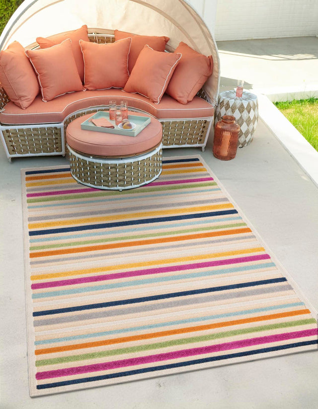 Beige 6' x 9' Aruba Outdoor Rectangle Area Rug Weather Resistant for Patio, Deck, Terrace, Balcony, Porch for Sale at Rug Engine