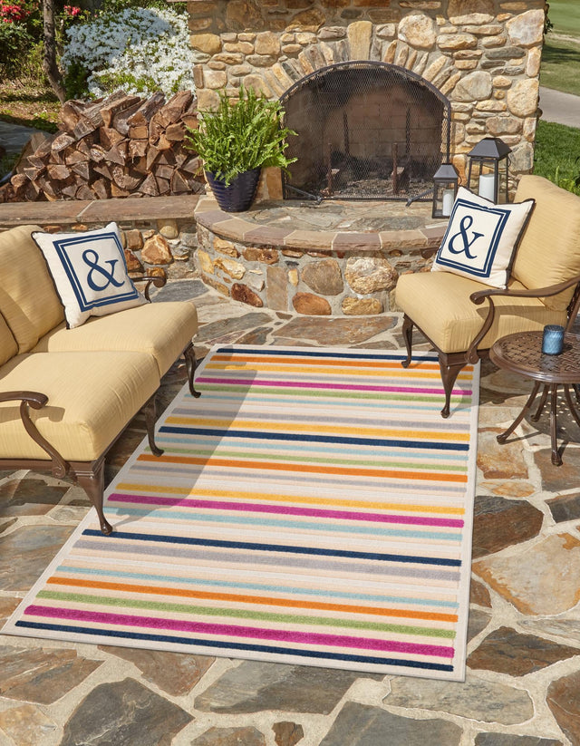 Beige 9' x 12' Aruba Outdoor Rectangle Area Rug Weather Resistant for Patio, Deck, Terrace, Balcony, Porch for Sale at Rug Engine